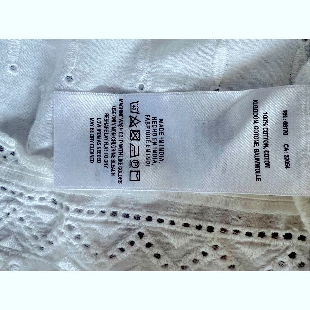 Anthropologie Meadow Rue White Edelyn Ruffled Eyelet Summer Blouse Top Sz 10 - Picture 8 of 10